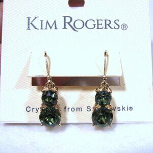 Holiday Perfect NWT Kim Rogers Green Swarovski Crystal Earrings